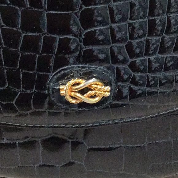 FOR ART-BAG Patent Leather Croc Embossed Small Crossbody, Made in Italy, Black - Picture 5 of 12
